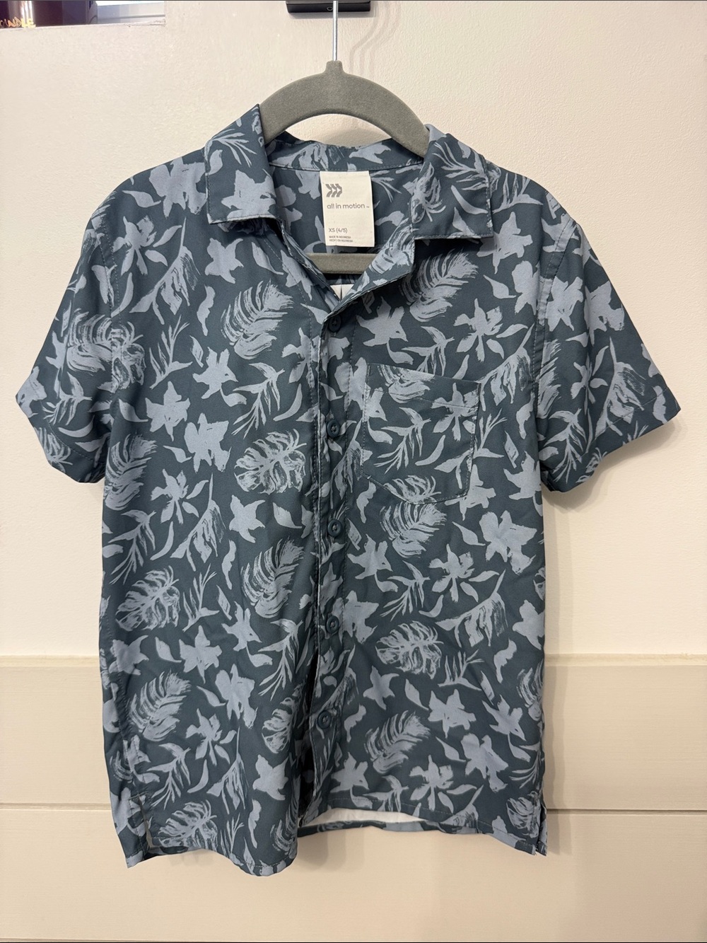 all in motion Boys Blue Floral Print Button-Down Shirt